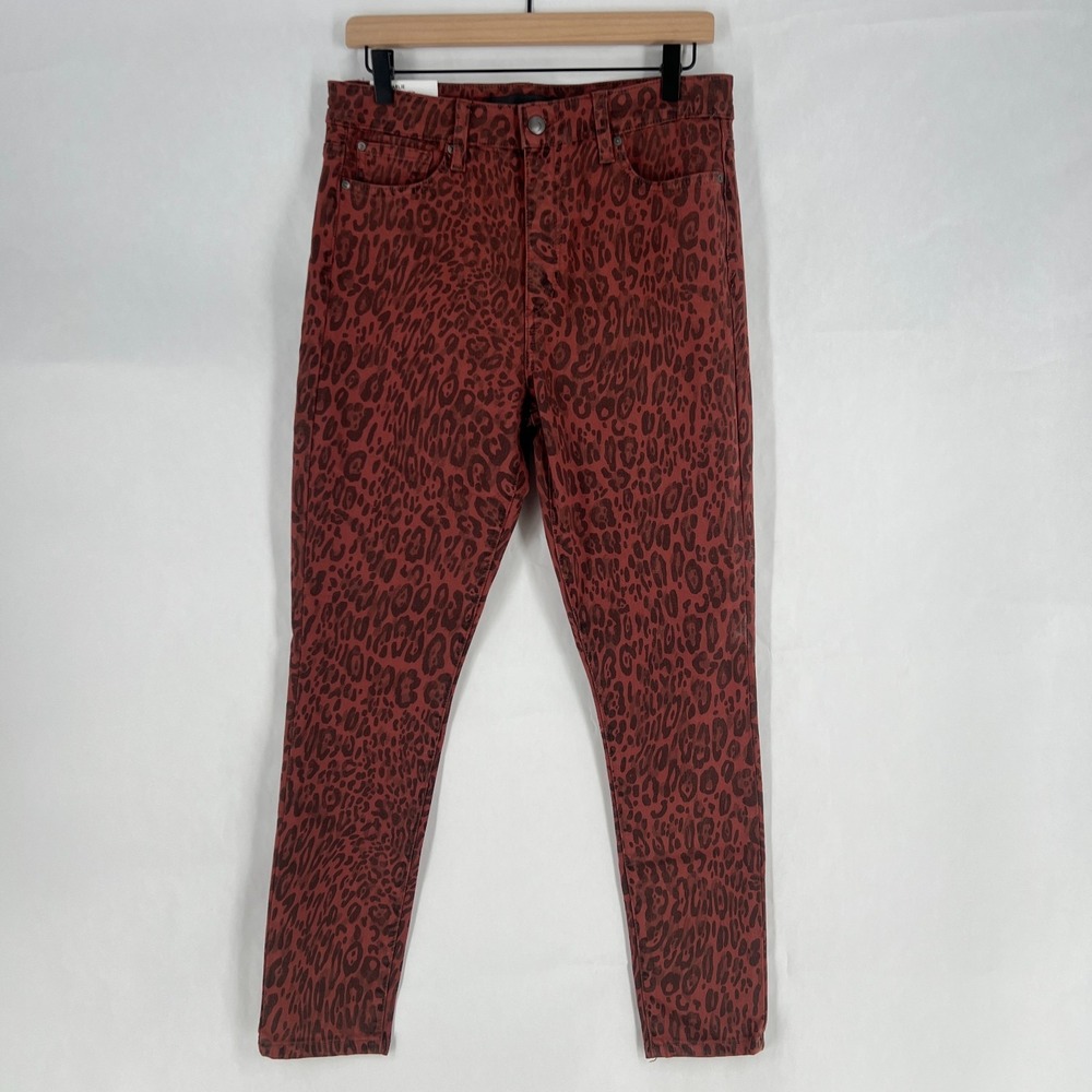 Joe's The Charlie Ankle Jean Women 31 Brown Stretch Leopard High Rise Skinny Leg